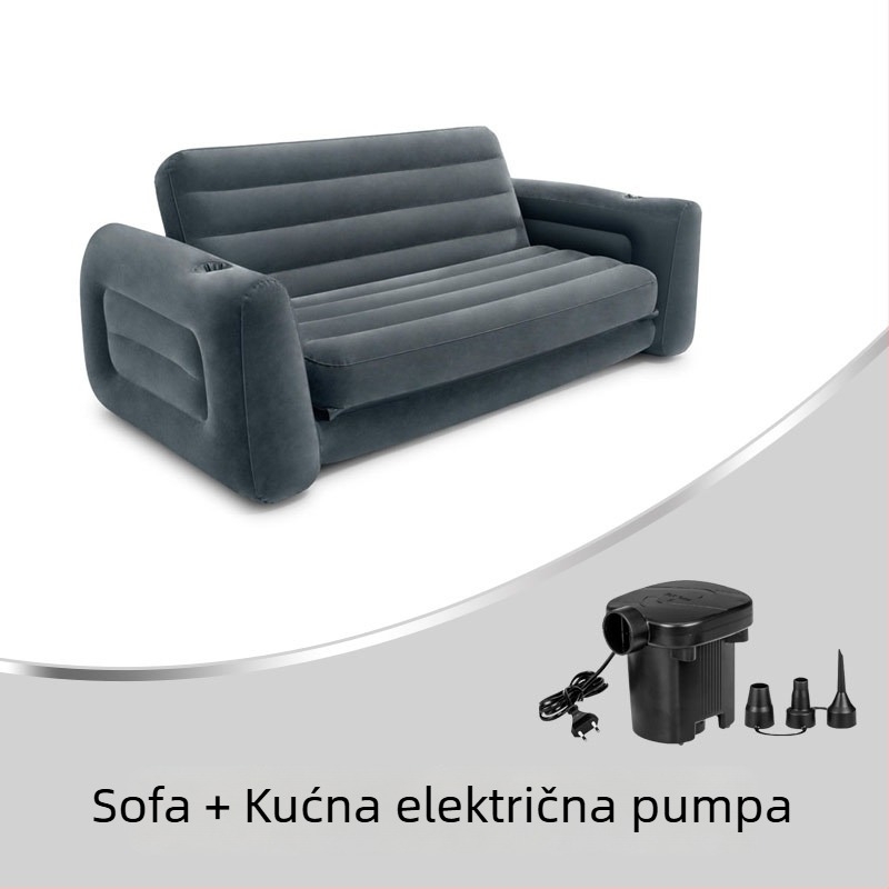 INTEX 66552 Naduhivajući kauč, dvostruko kvadratnog oblika, sklopivi, flokirana površina, nosivost 273 kg, težina 9,4 kg