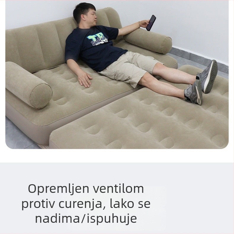 Na otvorenom prostoru – dvostruki nafukljivi kauč-ležaj – sklopiv, s ugrađenom pumpom, PVC konstrukcija 3 sloja, nosivost 300 kg