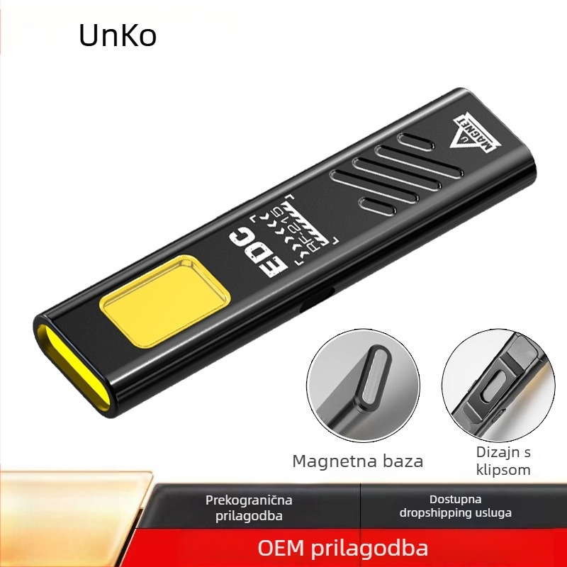 Ručna LED baterijska svjetiljka s dvostrukim izvorom svjetla, magnetsko pričvršćivanje, 5 razina intenziteta, stražnji klips, ABS kućište