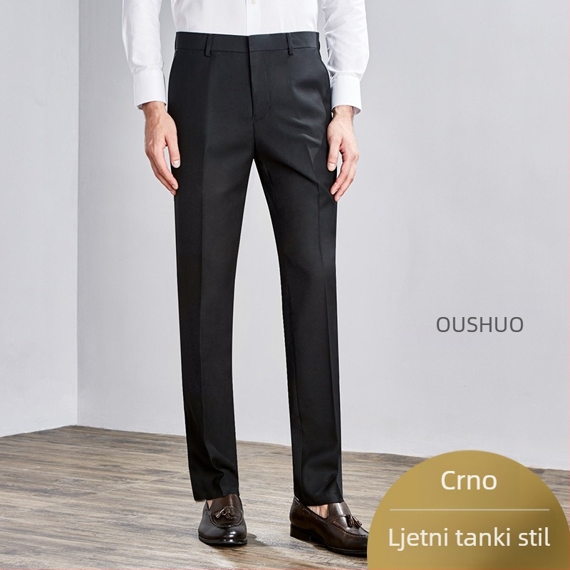 Muške hlače u talijanskom stilu, ravnog kroja, slim-fit, poslovne hlače, 70% poliester.