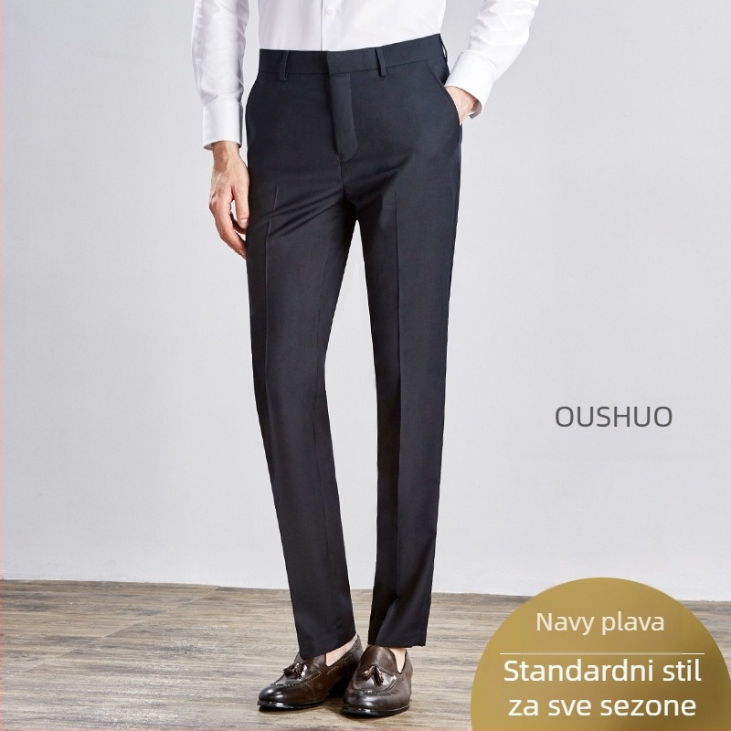 Muške hlače u talijanskom stilu, ravnog kroja, slim-fit, poslovne hlače, 70% poliester.
