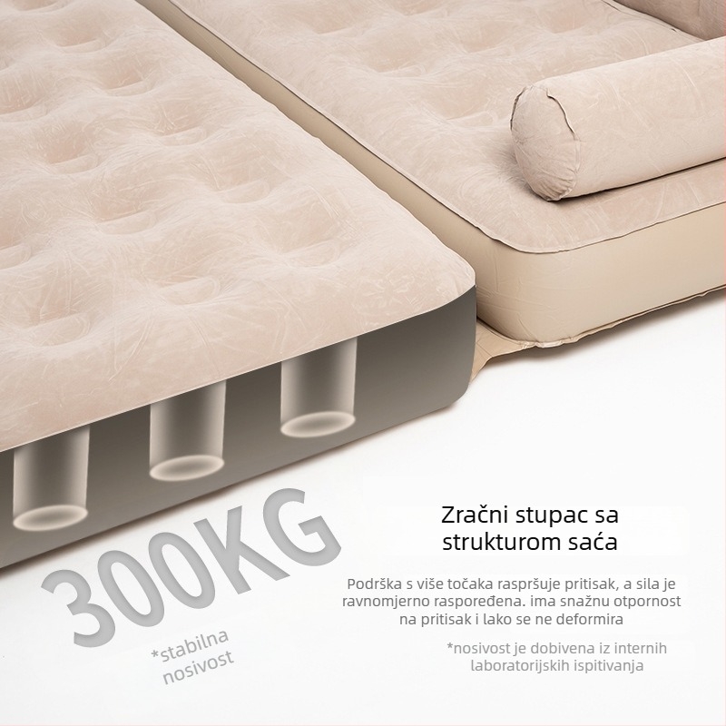 Samonafukavajući kauč-krevet za vanjsku upotrebu, prijenosni sklopivi zračni madrac s plišastom površinom, marka Bbl, težina 4,5 kg, nosivost 200 kg.