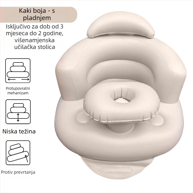 Prenosno napuhljiva dječja sjedalo za kupanje, sklopiv dizajn, 0–3 godine