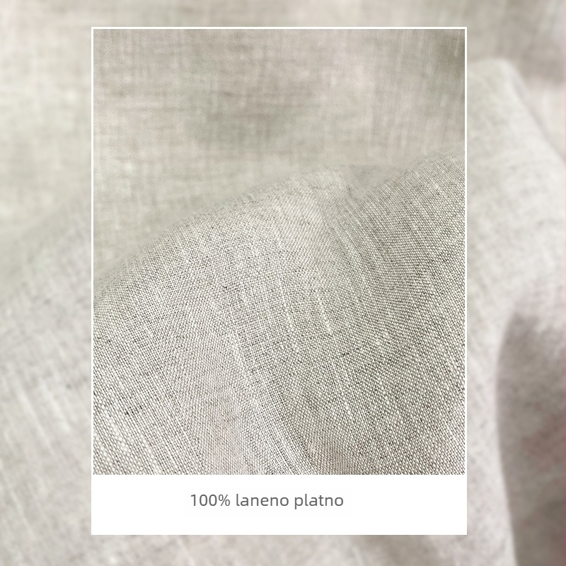 Casual linen pants, kineskog stila ravnih krojeva, srednji pojas, zatvaranje šnurovom (100% lan)