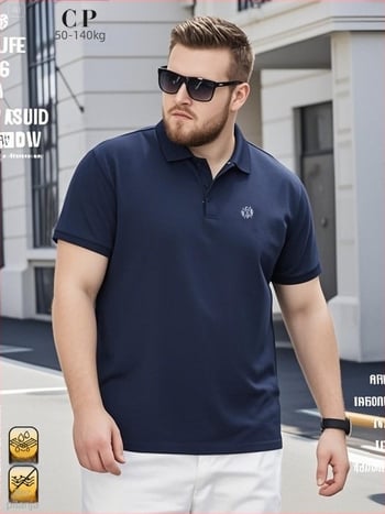 Pamuk polo majica s japanskim retro stilom, udoban kroj, kratki rukavi, jednobojna, 95% pamuk