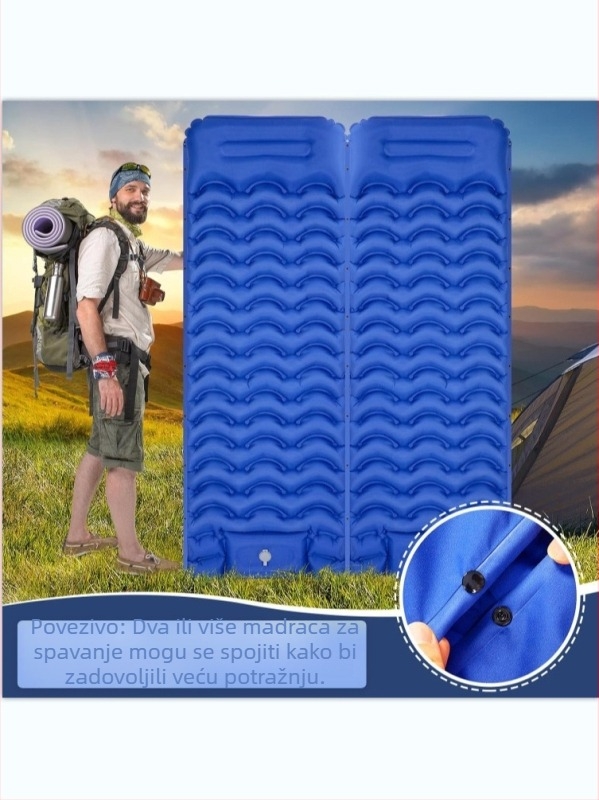 Prijenosni TPU napuhljivi kamp madrac, otporan na vlagu, ručna pumpa, pogodan za tinejdžere i odrasle, 0,85 kg