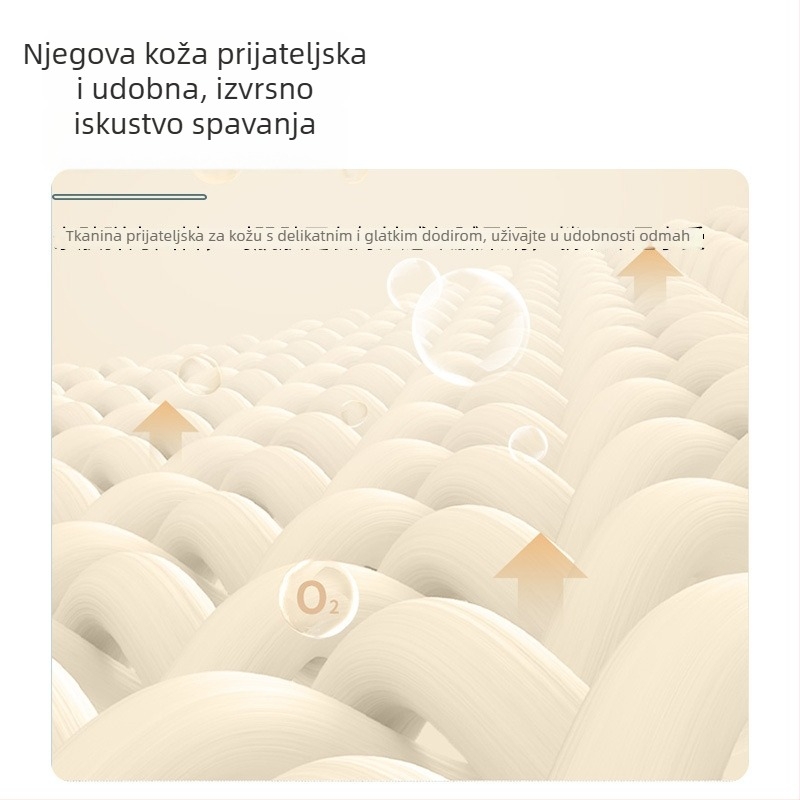 Samonapunjavaći debeli zračni jastuk za kampiranje; tijelo od poliesterskih vlakana s pamukovom površinom; podržava 1–2 osobe; težina oko 3,5–5,1 kg.