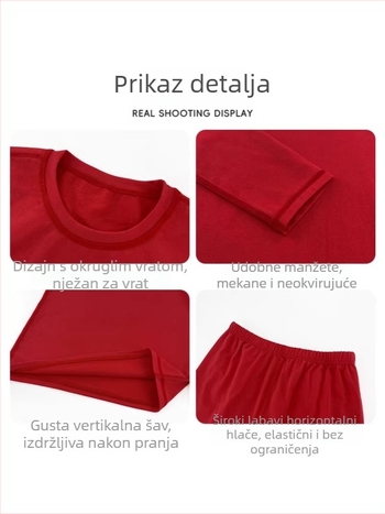Dječji antibakterijski set donjeg rublja od mekanog baršunastog pamuka, 95% pamuk, uobičajena debljina, unisex