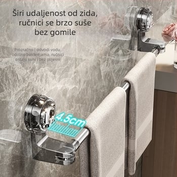 Nehrđajući čelični povlačni držač ručnika s usisnom, rotirajući, bez bušenja, kupaonica skladište