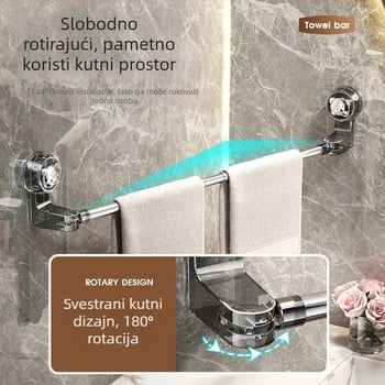 Nehrđajući čelični povlačni držač ručnika s usisnom, rotirajući, bez bušenja, kupaonica skladište