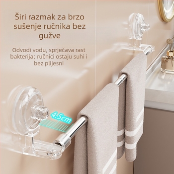 Držač za ručnike bez bušenja od nehrđajućeg čelika, produživi s vaku držačem na zid u kupaonici