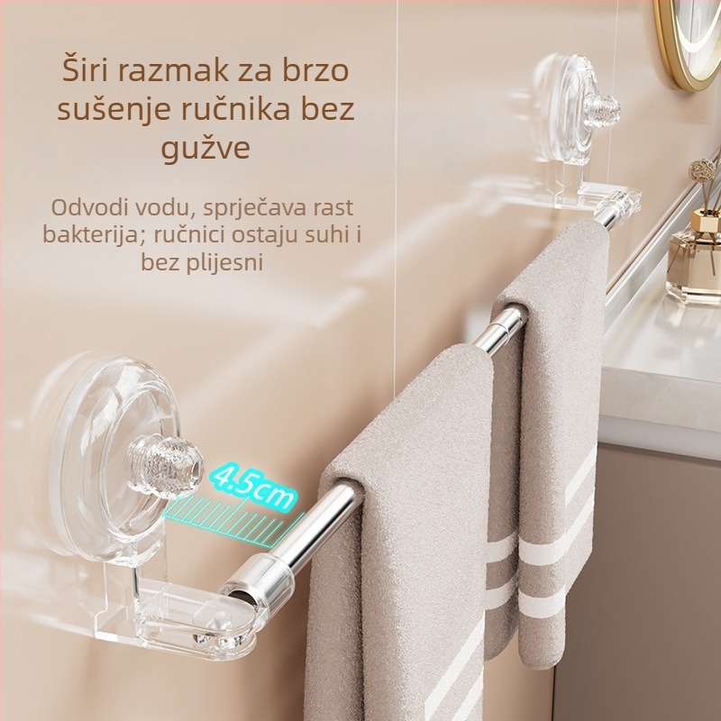 Držač za ručnike bez bušenja od nehrđajućeg čelika, produživi s vaku držačem na zid u kupaonici