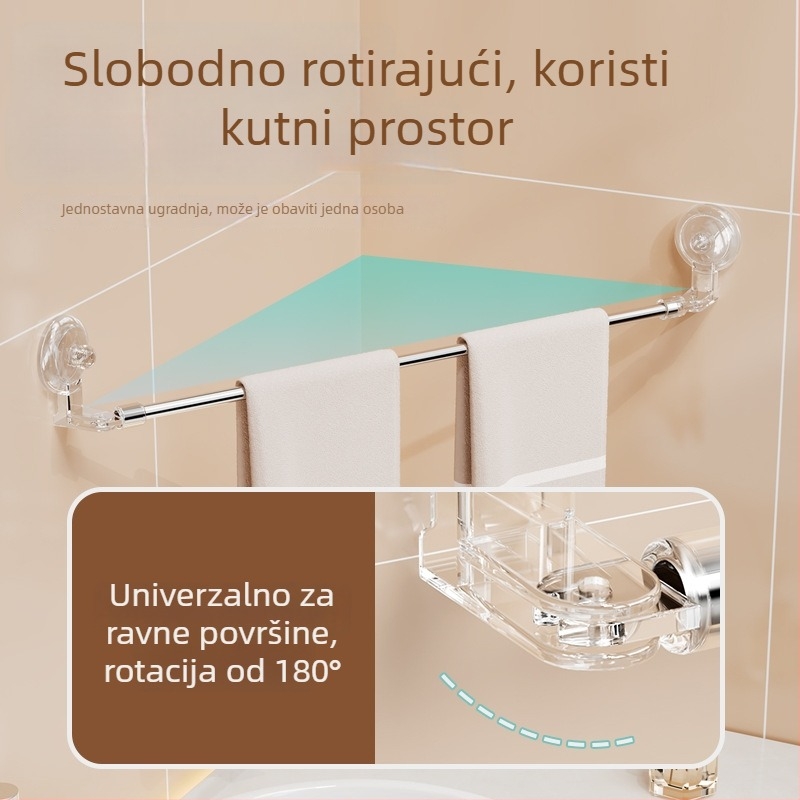 Držač za ručnike bez bušenja od nehrđajućeg čelika, produživi s vaku držačem na zid u kupaonici