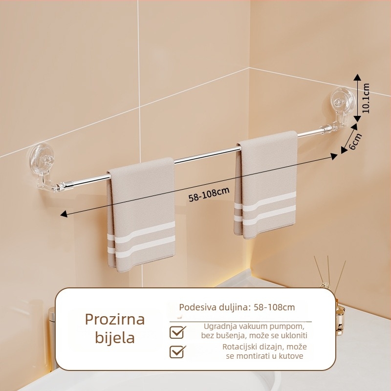 Držač za ručnike bez bušenja od nehrđajućeg čelika, produživi s vaku držačem na zid u kupaonici