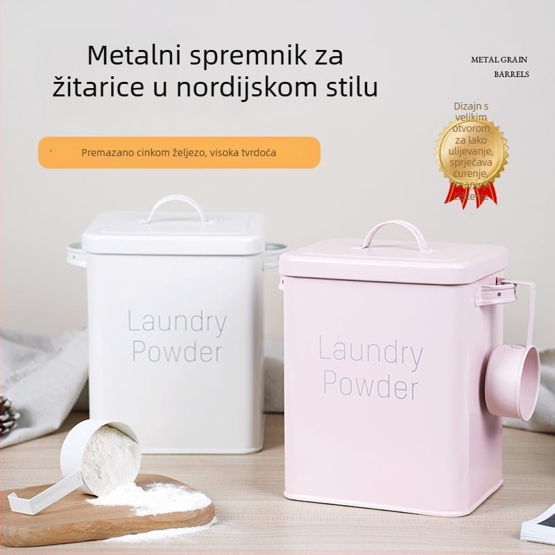 Metalni spremnik za skladištenje žitarica s čvrstim brtvljenjem i zaštitom od vlage, prehrambena kvaliteta, za rižu, brašno i hranu za kućne ljubimce, kapacitet 5–6 L