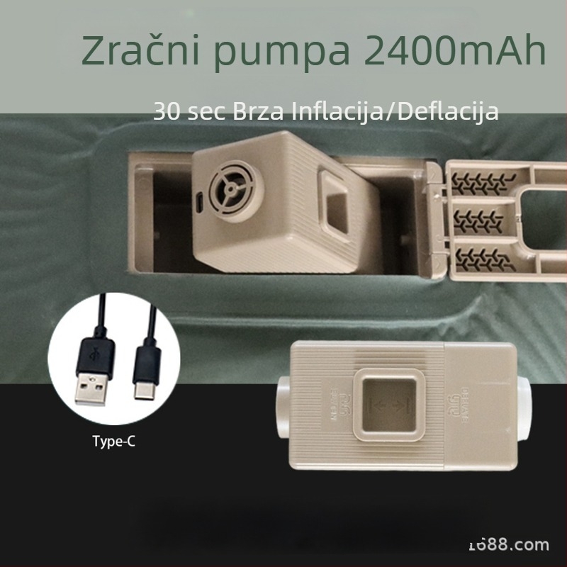 Električno nadihavajuće ležište za kampiranje s podlogom od spužve, automatsko napuhavanje, težina 2,7 kg, nosivost 500 kg, 50D pletiva tkanina