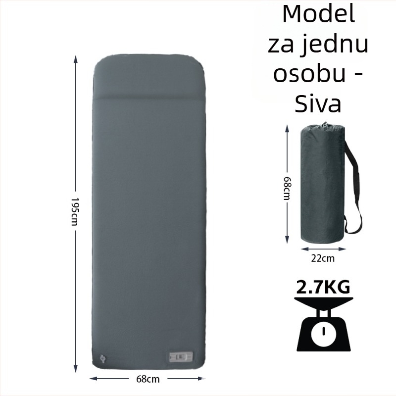 Električno nadihavajuće ležište za kampiranje s podlogom od spužve, automatsko napuhavanje, težina 2,7 kg, nosivost 500 kg, 50D pletiva tkanina