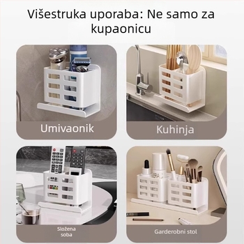 Zidni organizator kupaonice za pastu za zube i četkice, plast, 1 razina, MO045, moderan minimalistički stil