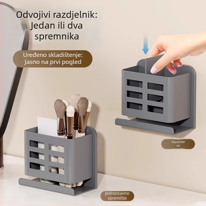 Zidni organizator kupaonice za pastu za zube i četkice, plast, 1 razina, MO045, moderan minimalistički stil