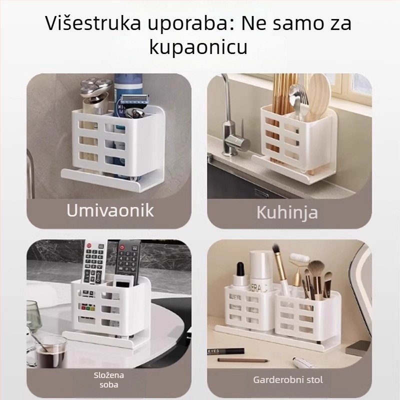 Zidni organizator kupaonice za pastu za zube i četkice, plast, 1 razina, MO045, moderan minimalistički stil