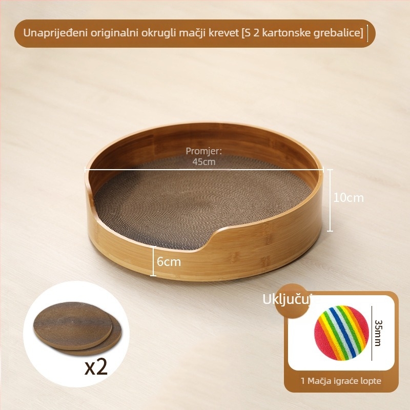 Mačje gnijezdo s integriranom grebalom pločom — Bambus materijal, Marka: Bamboo craftsman family, Za mačke, Kategorija: gnijezda i kućice za kućne ljubimce