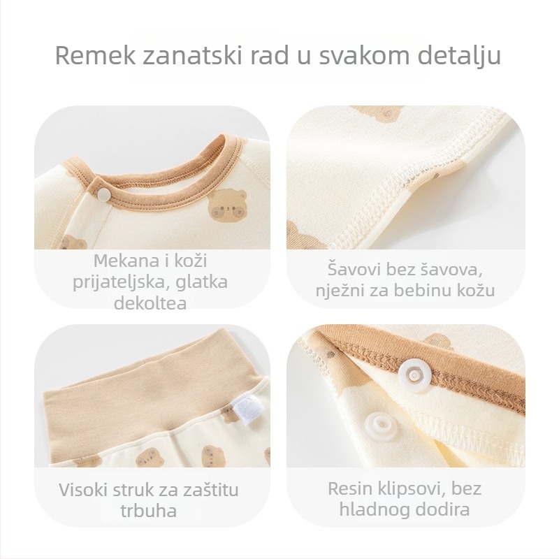 Dvo-dijelni set dječjeg donjeg rublja, 100% pamuk, visok pojas, unisex, za proljeće i jesen