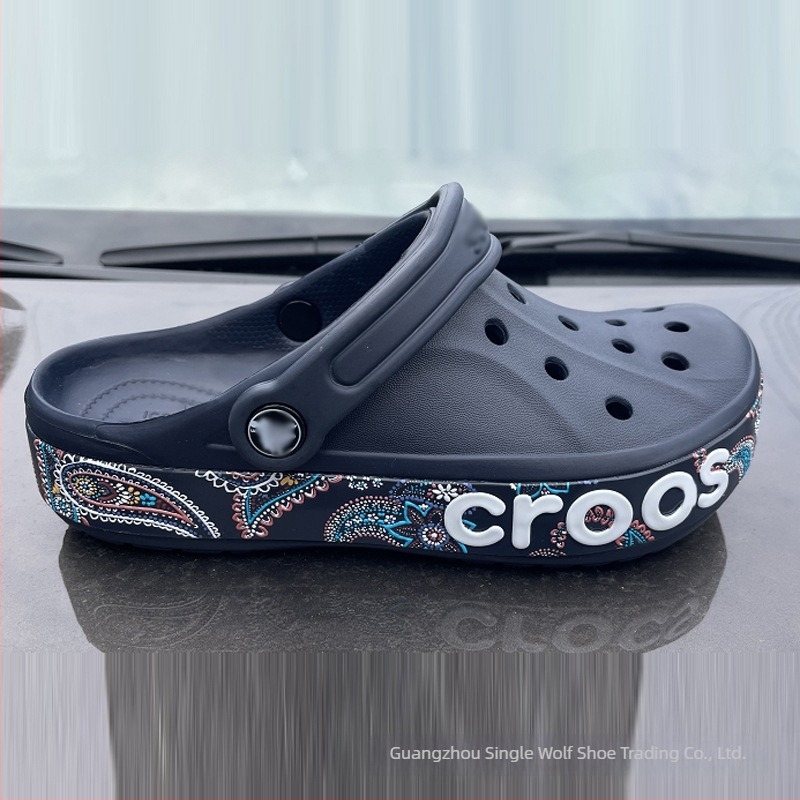 Sandale s slikanim uzorkom, EVA gornji dio i đon, Baotou toe, 2 cm peta, kopča – plažni stil za sve sezone