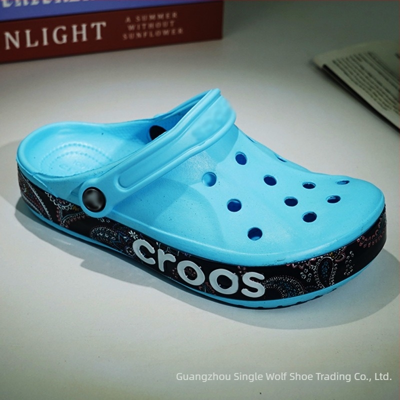 Sandale s slikanim uzorkom, EVA gornji dio i đon, Baotou toe, 2 cm peta, kopča – plažni stil za sve sezone