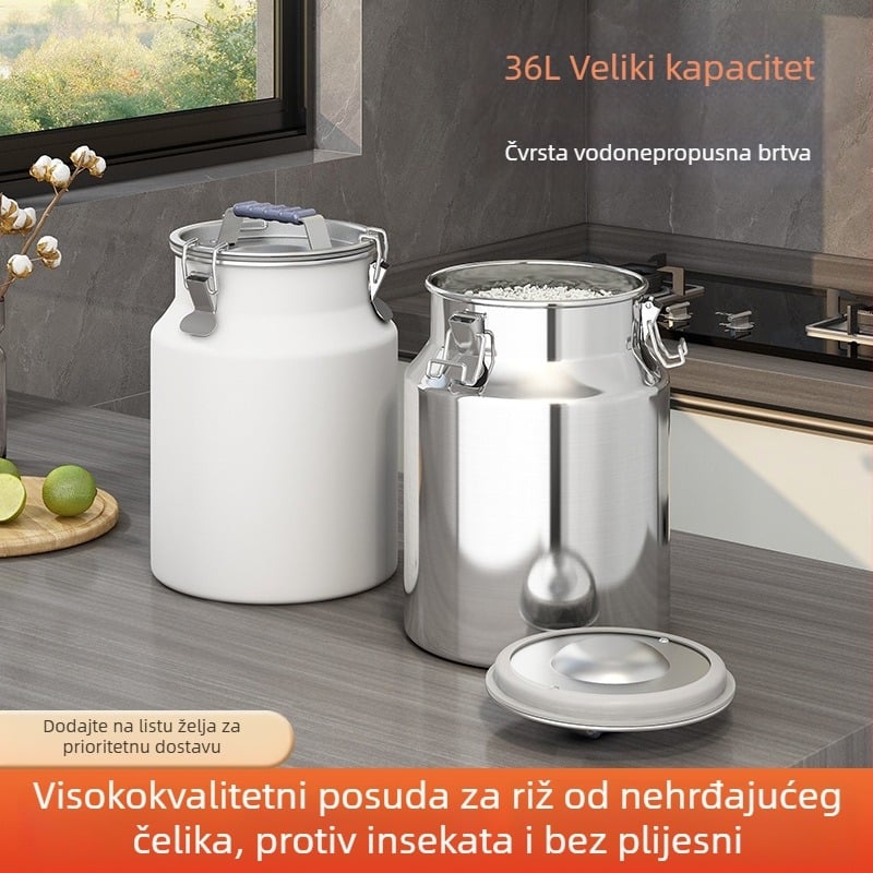 Metalni spremnik za žitarice, zatvoren, otporan na vlagu i štetnike, s poklopcem