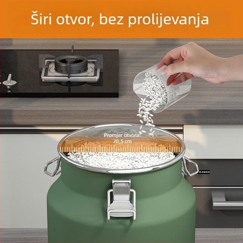 Metalni spremnik za žitarice, zatvoren, otporan na vlagu i štetnike, s poklopcem