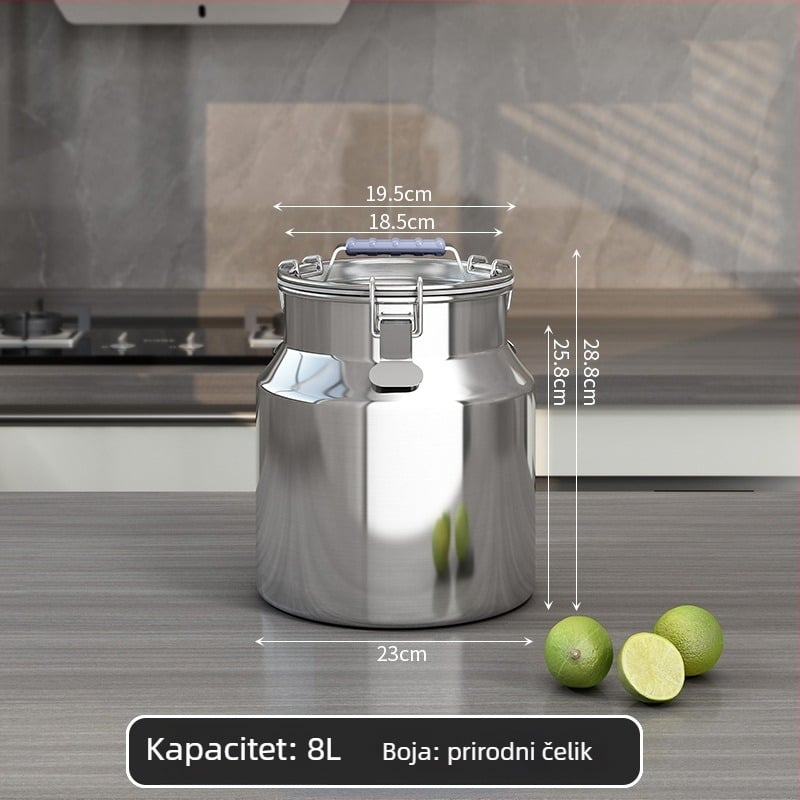 Metalni spremnik za žitarice, zatvoren, otporan na vlagu i štetnike, s poklopcem