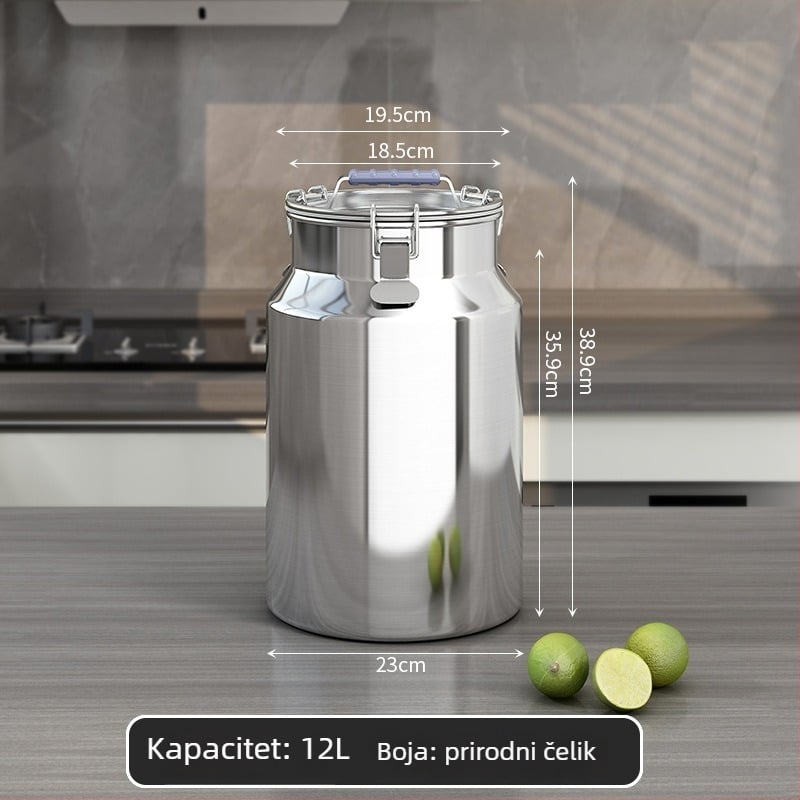 Metalni spremnik za žitarice, zatvoren, otporan na vlagu i štetnike, s poklopcem