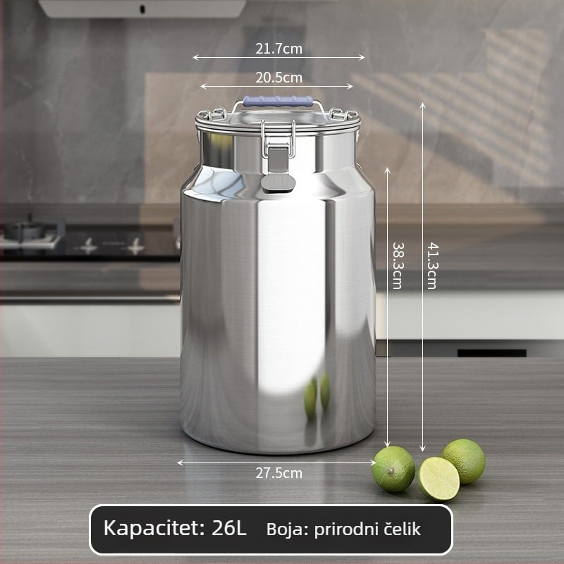 Metalni spremnik za žitarice, zatvoren, otporan na vlagu i štetnike, s poklopcem