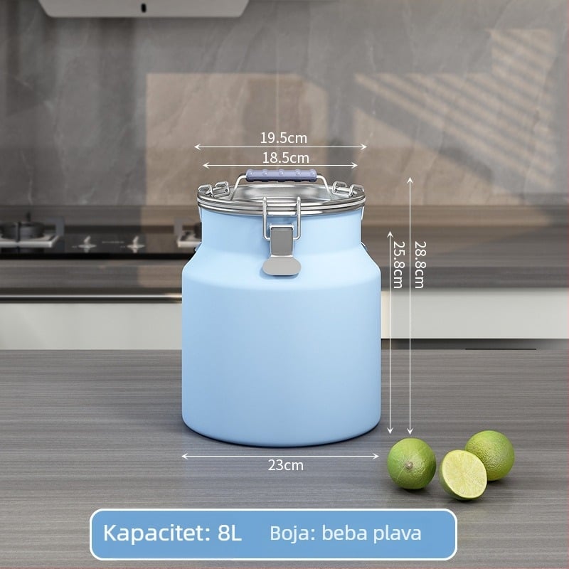 Metalni spremnik za žitarice, zatvoren, otporan na vlagu i štetnike, s poklopcem