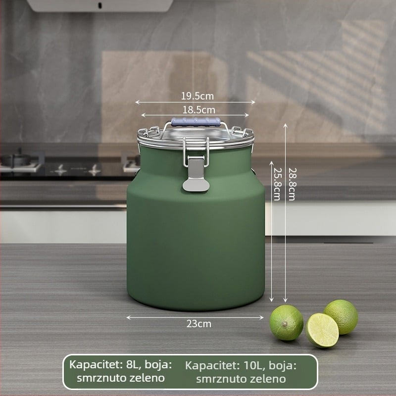 Metalni spremnik za žitarice, zatvoren, otporan na vlagu i štetnike, s poklopcem