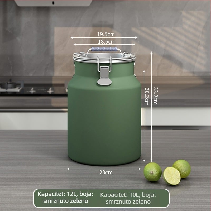 Metalni spremnik za žitarice, zatvoren, otporan na vlagu i štetnike, s poklopcem