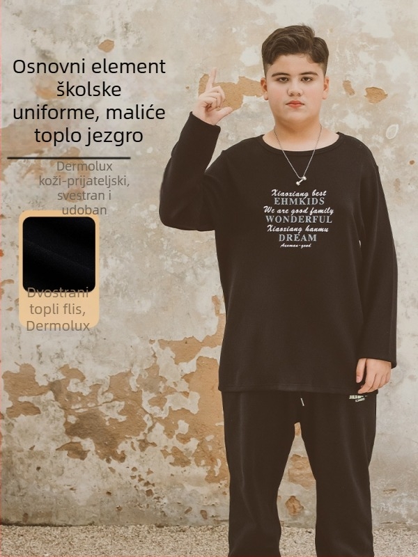 Yijia Dječji dvostrano fleece top za zimu, Derong tkanina, 90% poliester, 10% spandeks, bez kapuljače, za djecu iznad 140 cm (8+ godina)