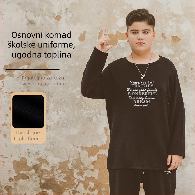 Yijia Dječji dvostrano fleece top za zimu, Derong tkanina, 90% poliester, 10% spandeks, bez kapuljače, za djecu iznad 140 cm (8+ godina)
