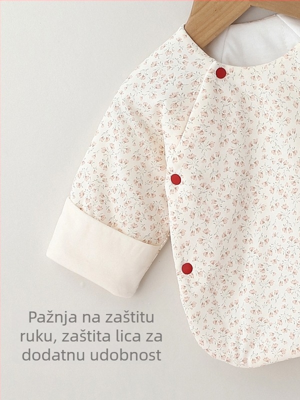 Ouyuan Floral Whisper Novo Rođenje Pamuk Ultra-Tanki Top s Half-Back Dizajnom, Okrugli Vrat, Bez Kapulje, 100% Pamuk, Brušena Mekan, Za 0–12 Mjeseci, Proljeće/Jesen