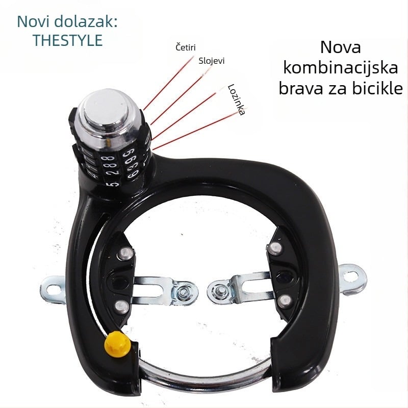 Zatvarač za bicikl s fiksnim lozinkom, U-oblik, za planinske i sklopive bicikle (Model 1)