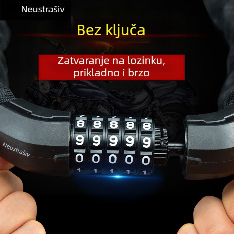 Katanac s lancem na šifru, model W706, od legure čelika, protiv krađe, za bicikle, električna vozila i motocikle