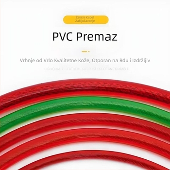 Kružna tipa sigurnosni kabel od čeličnog kabla za bicikl, PVC premaz — Langma Ts2080, za motocikle, električne bicikle, bicikle i vrata