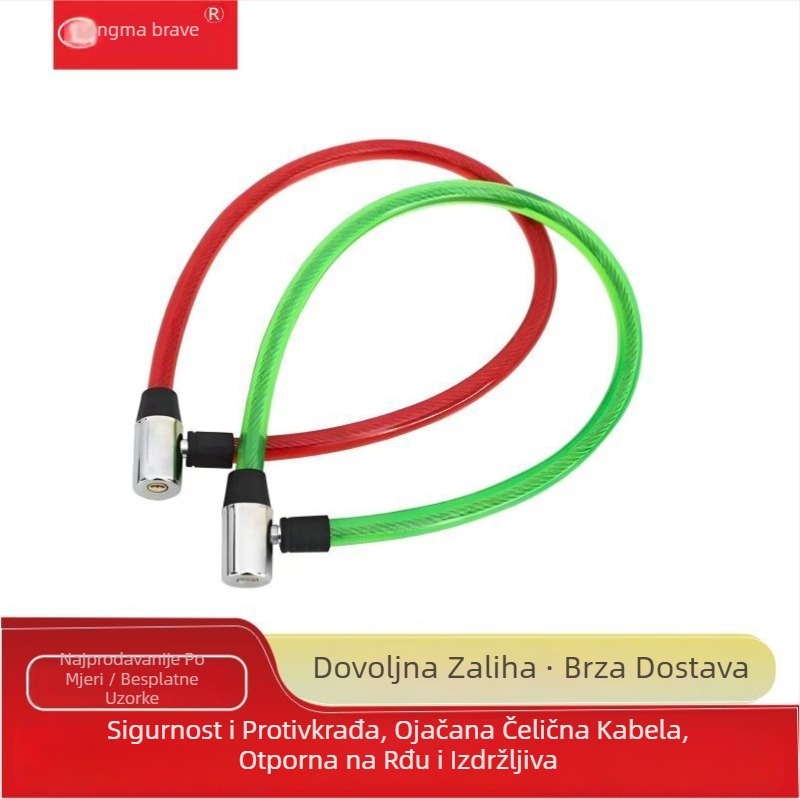 Kružna tipa sigurnosni kabel od čeličnog kabla za bicikl, PVC premaz — Langma Ts2080, za motocikle, električne bicikle, bicikle i vrata