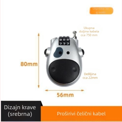Katanac s lozinkom – Prijenosni ABS plastični katanac za električna vozila, motocikl ili bicikl; CX-YH-49, 52 g, moderni minimalistički stil