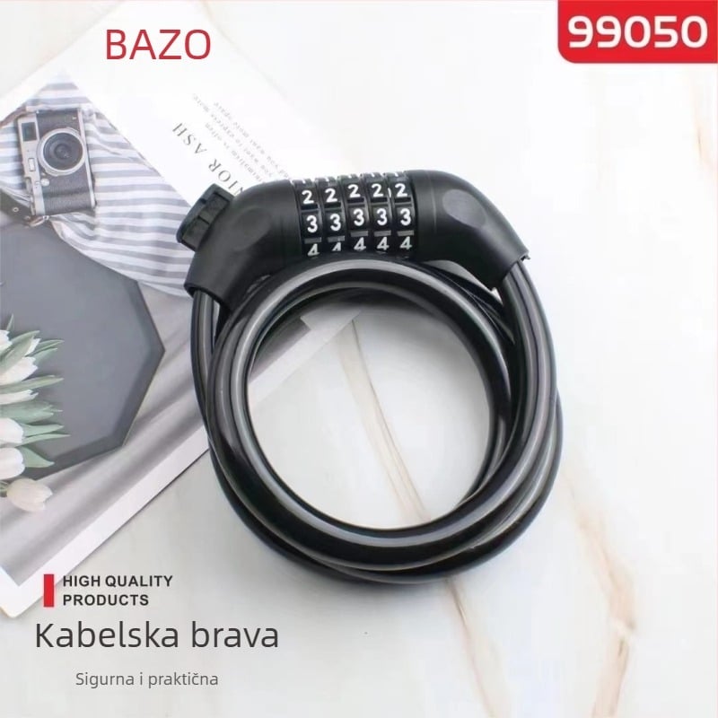 Bezhuo 99051 katanac za bicikl s lozinkom, čelični kabel PVC, 0,5 kg, moderan jednostavan stil