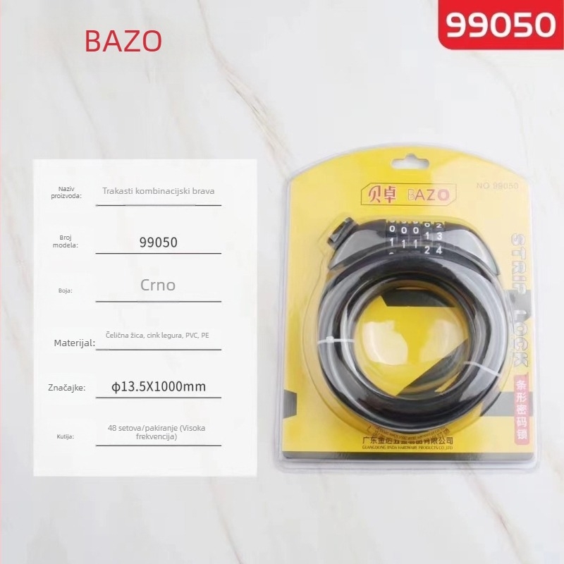 Bezhuo 99051 katanac za bicikl s lozinkom, čelični kabel PVC, 0,5 kg, moderan jednostavan stil