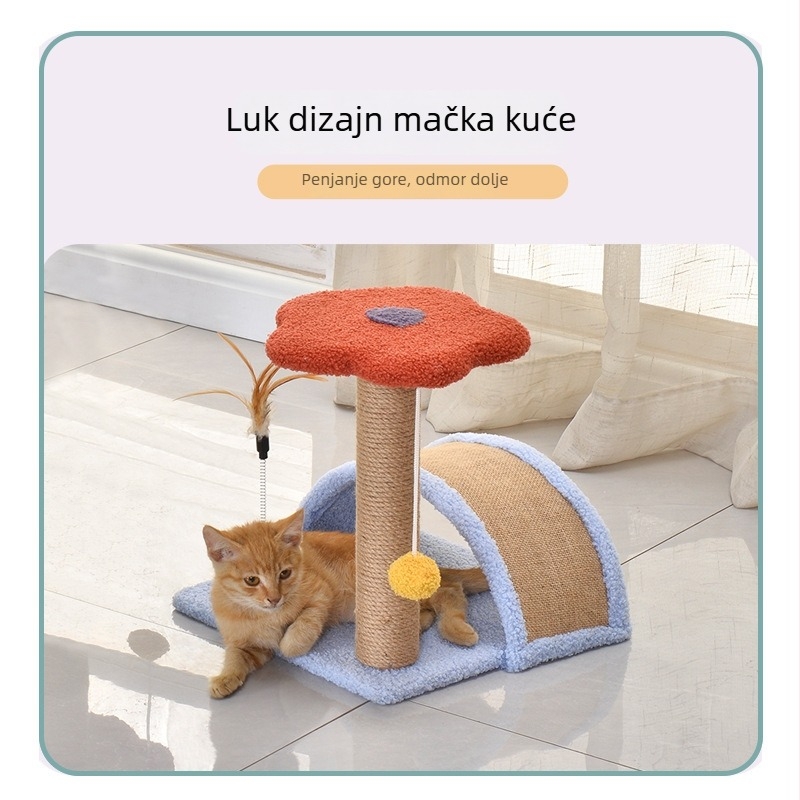 Mačji penjački okvir od pliša, 1 komad u kutiji, vlastita marka, sladak stil, sisal stup i ploča za ogrebotine