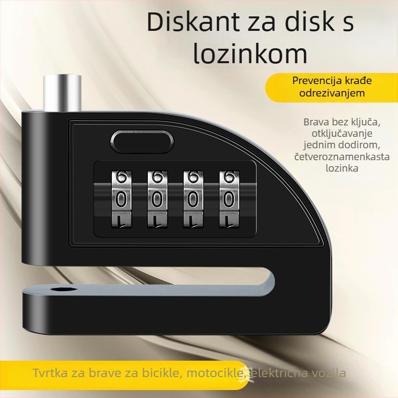 4-znamenkasti disk blokada za bicikle, električna vozila i motocikle – Model D01, aluminijska legura, 235 g, Mogućnost prilagodbe