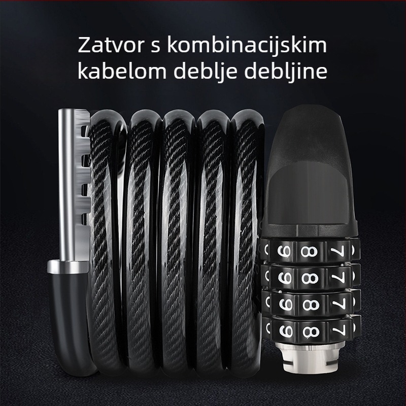 Katanac protiv krađe za motocikl s čeličnim kabelom i kombinacijskim kodom – Model J05, 258 g, za motocikle i električna vozila.