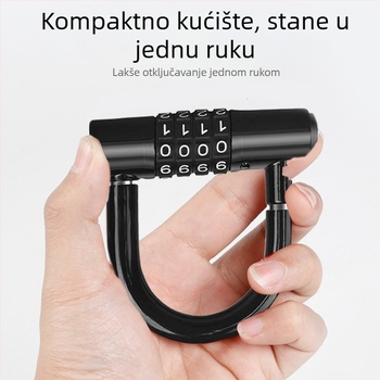 Brava za bicikl s otiskom prsta i brojčanim kodom, cinkova legura, U-oblik brava, model MG01UX, debljina šipke 12 mm, razmak 50 mm, za električna vozila i bicikle